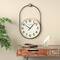 28" Suspended Hanging Wall Clock with Light Brown Woodgrain Frame